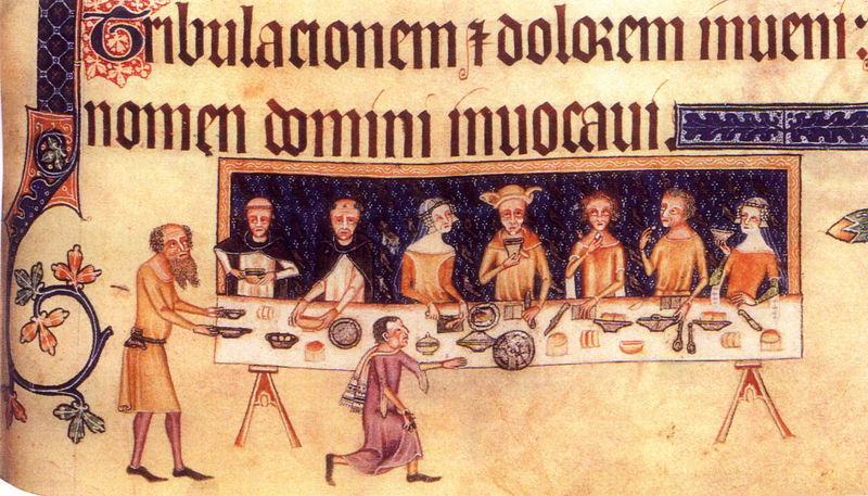 File:Dining room scene from the Luttrell Psalter.jpg