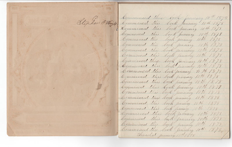 File:Stephen Parliman Wright Peerless Copy Book Page 1.jpg